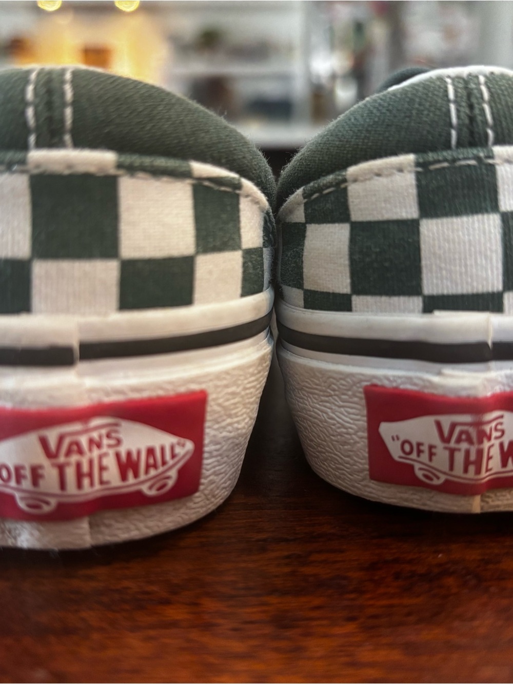 Vans Kids Checkerboard Slip-On Sneakers - Green and White - Picture 3 of 6